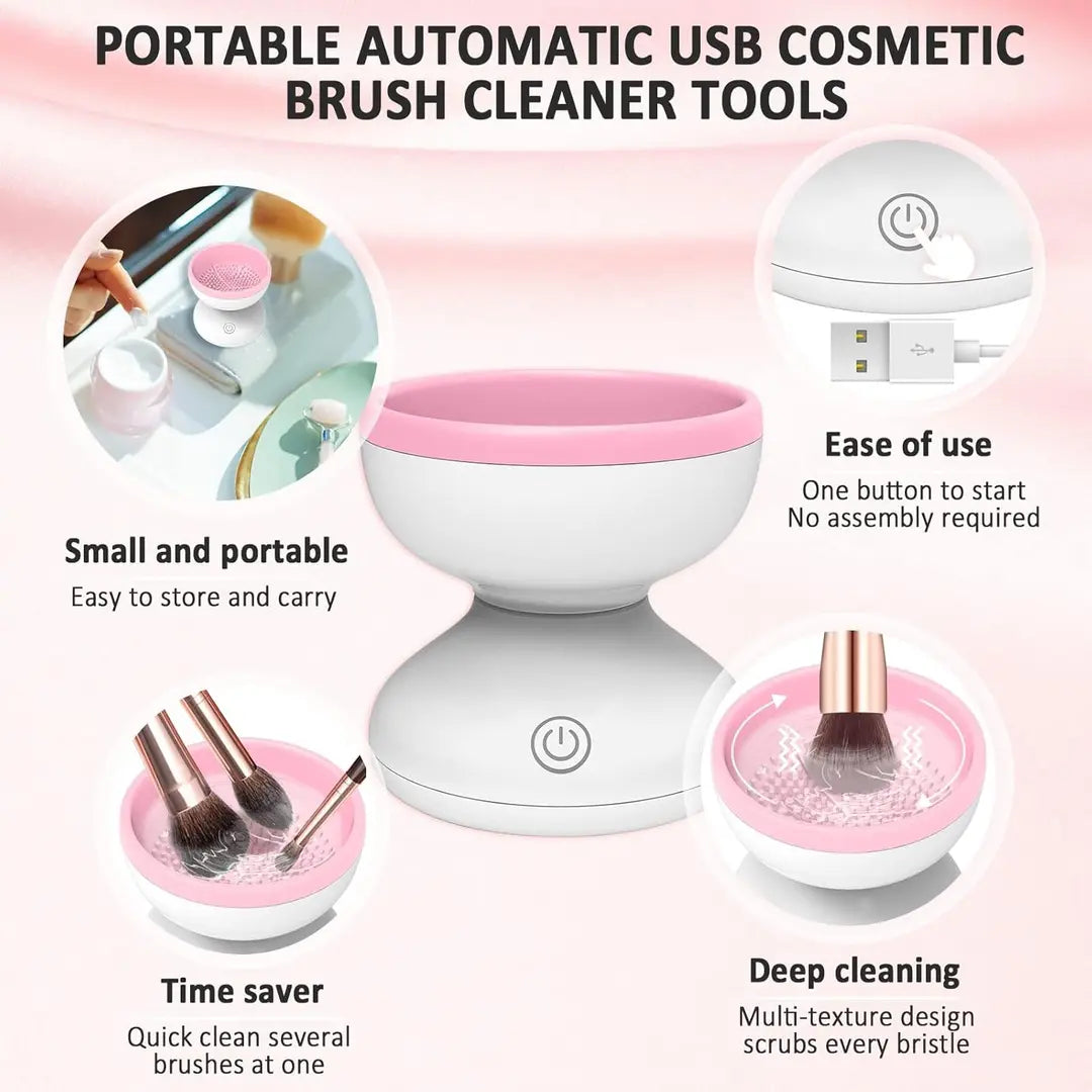 USB Electric Makeup Brush Cleaner & Deep Cleaning Bowl – Portable Automatic Cosmetic Brush Washing Tool