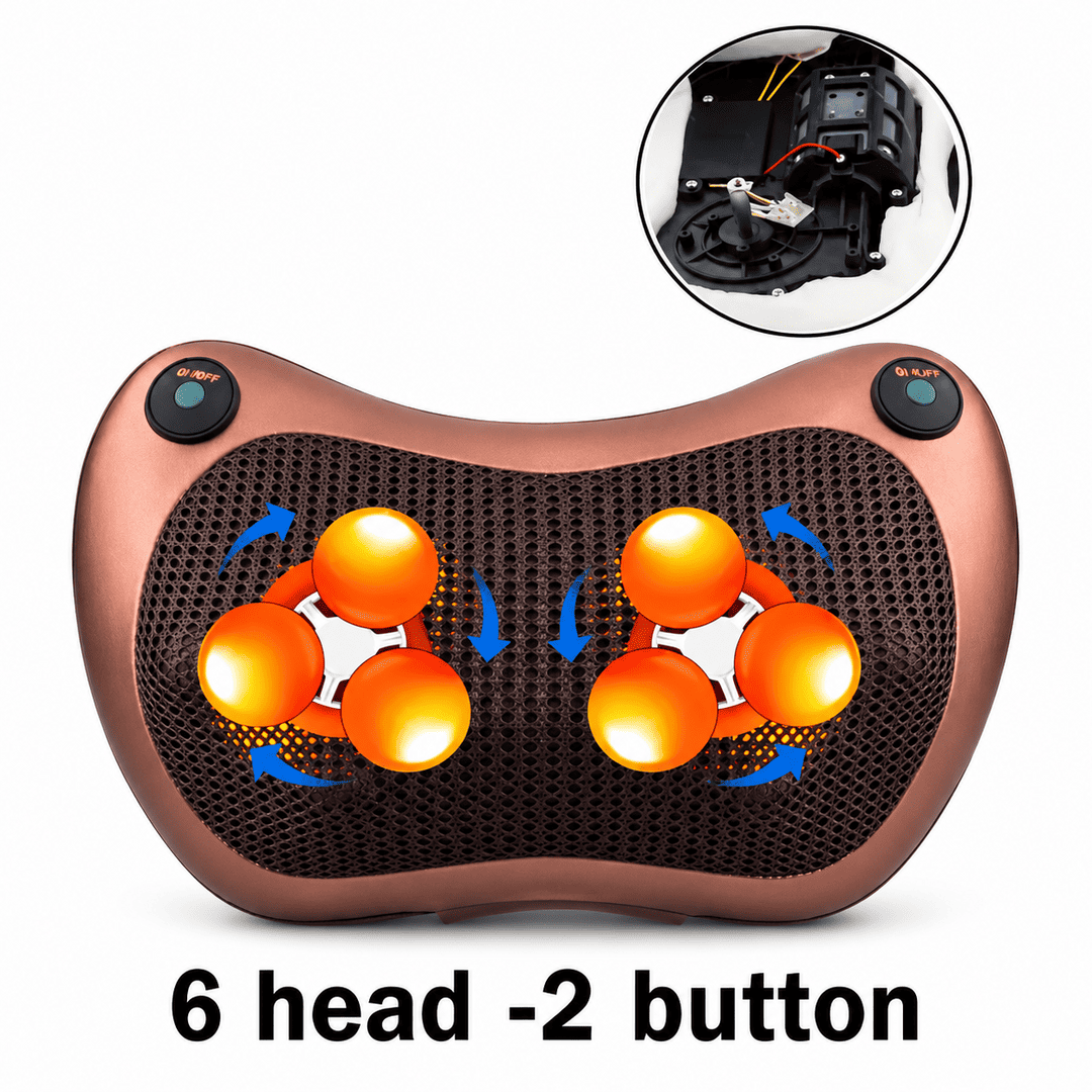 6-Node Infrared Shiatsu Neck & Back Massager Pillow with Heat Therapy