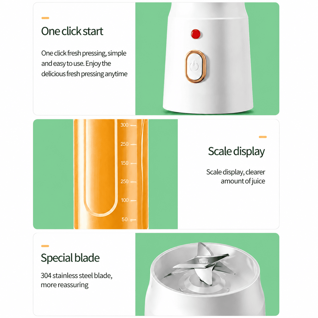 USB Rechargeable Personal Juicer with 360° Powerful Blending