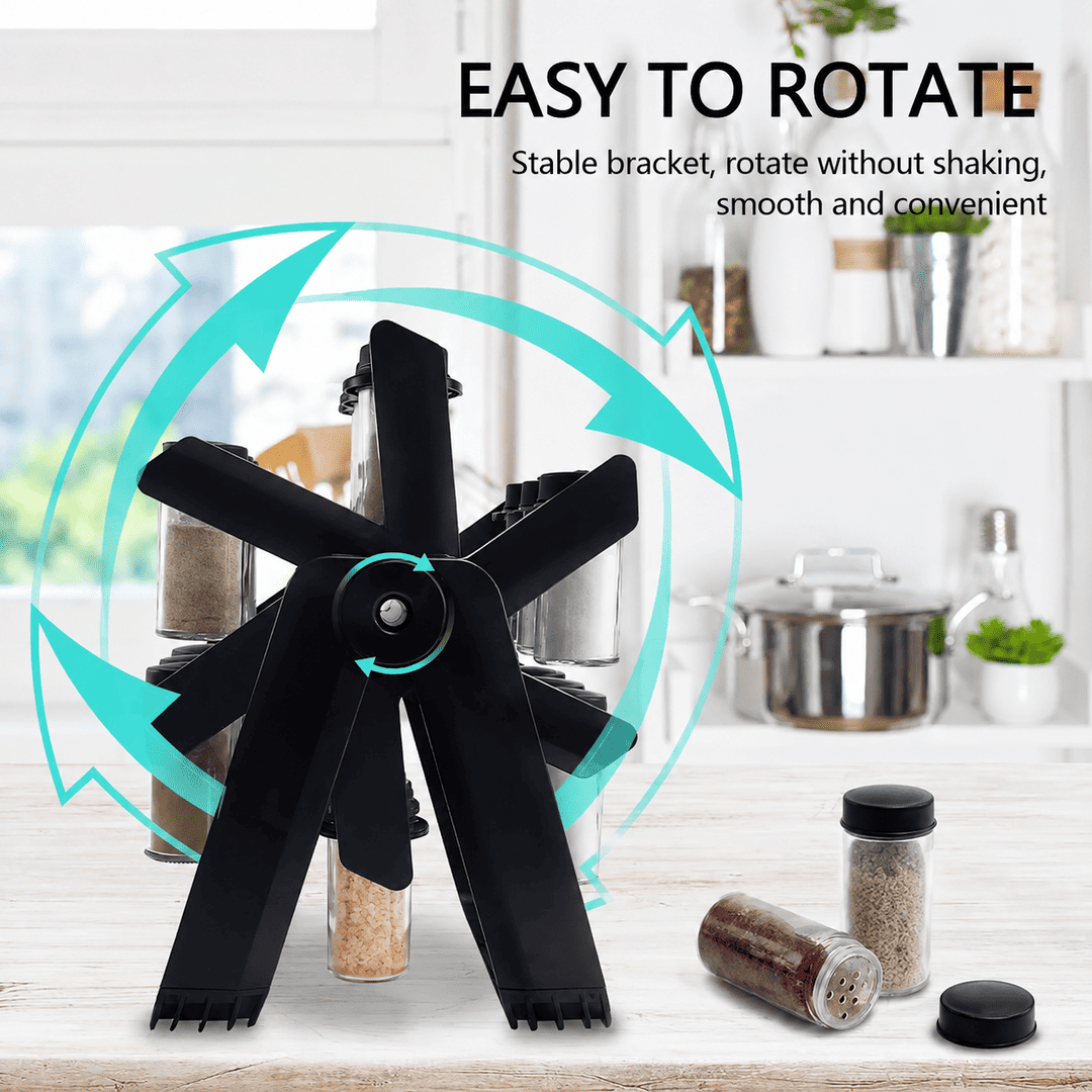 18-Jar Rotating Spice Rack Organizer with Glass Jars & Ferris Wheel Design
