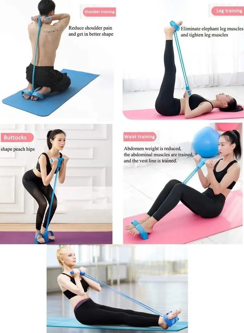 4 Tube Resistance Band Pedal Puller – Full Body Home Workout Fitness Trainer