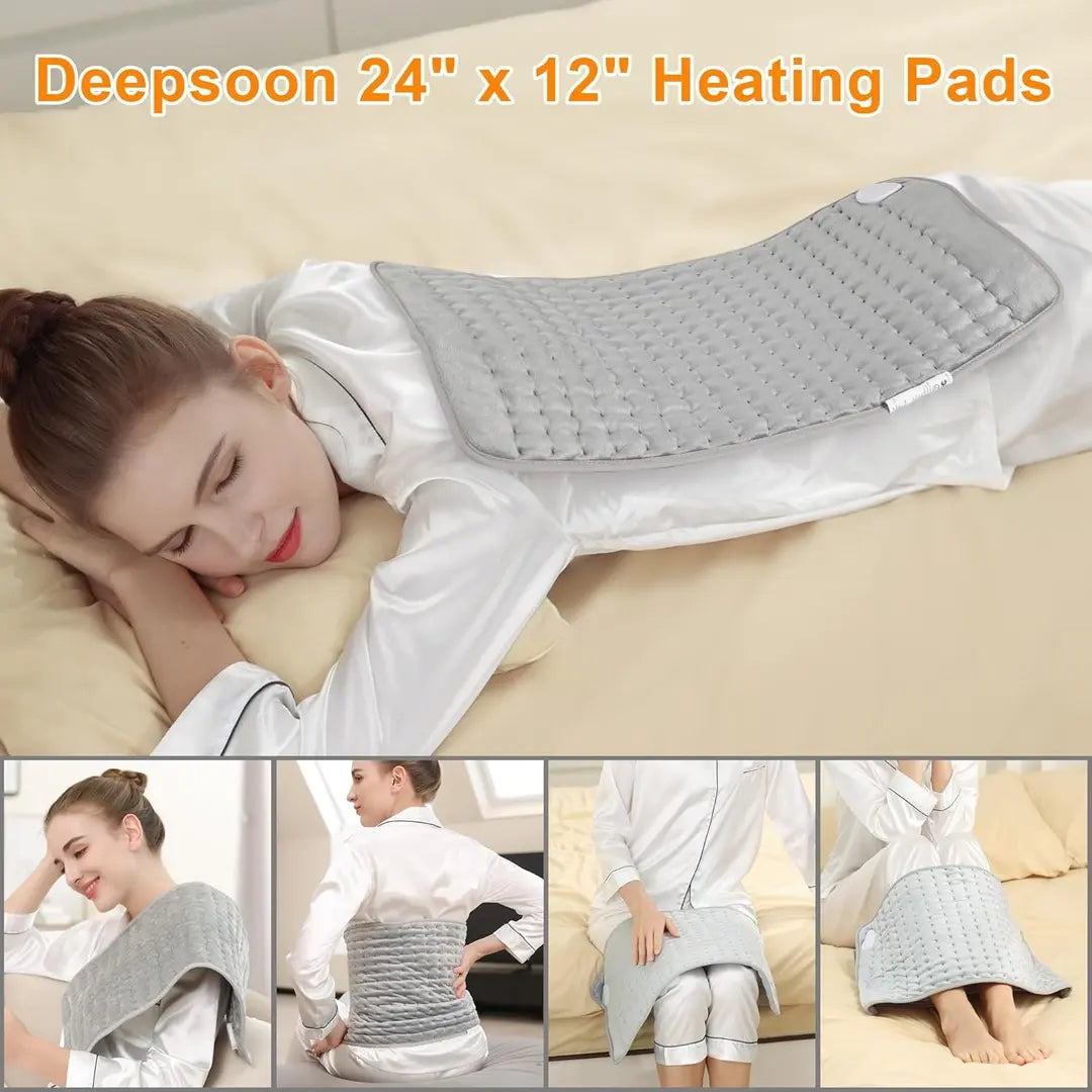 Electric Heated Blanket with 6 Heat Settings & 4 Timer Modes | Fast Heating Machine Washable Heating Pad for Pain Relief