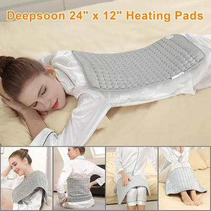 Electric Heated Blanket with 6 Heat Settings & 4 Timer Modes | Fast Heating Machine Washable Heating Pad for Pain Relief