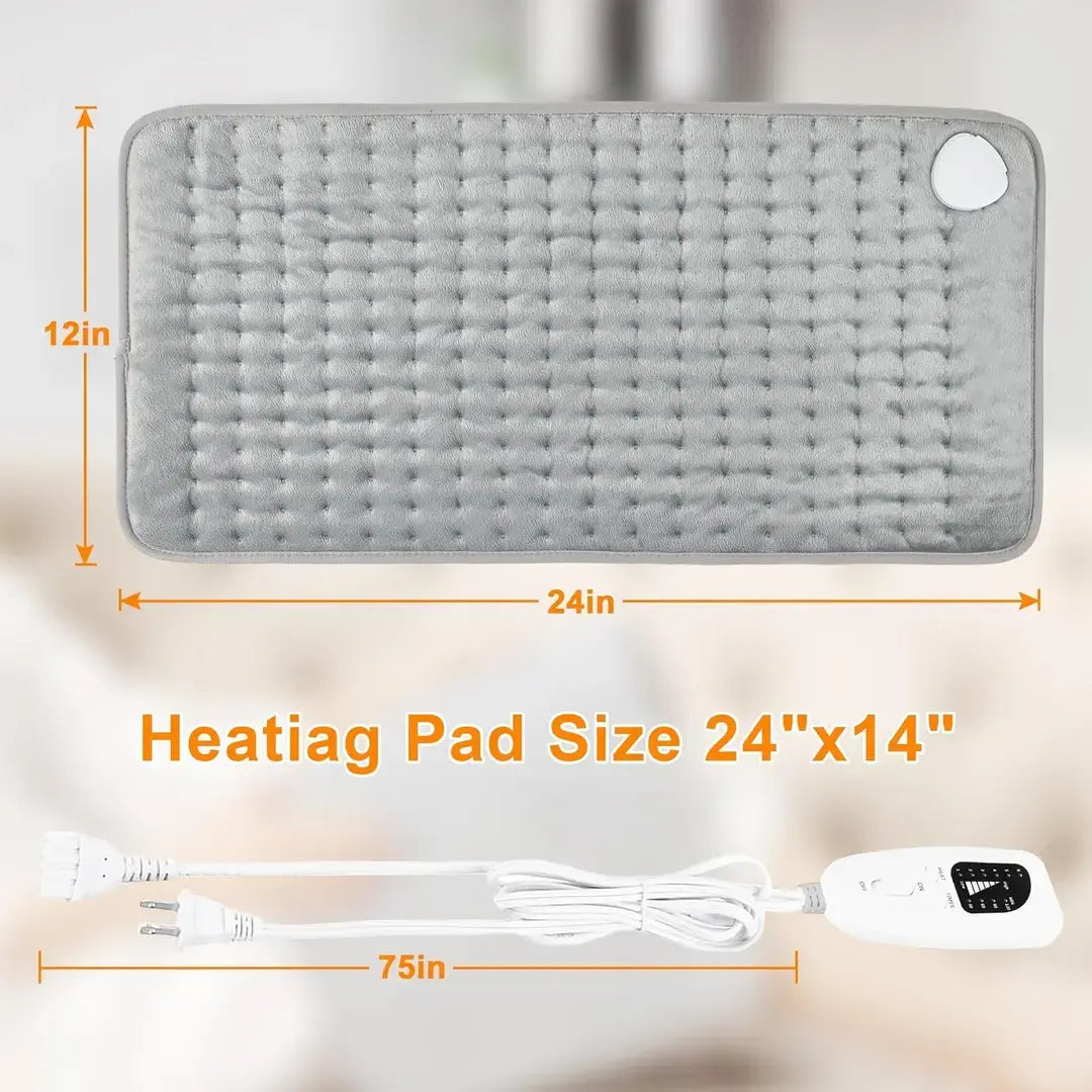 Electric Heated Blanket with 6 Heat Settings & 4 Timer Modes | Fast Heating Machine Washable Heating Pad for Pain Relief