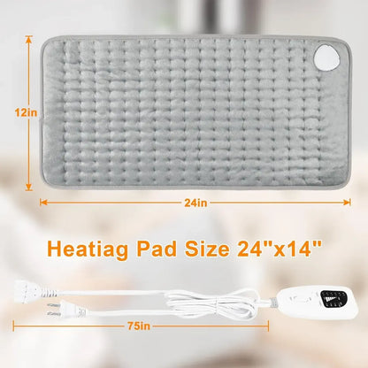 Electric Heated Blanket with 6 Heat Settings & 4 Timer Modes | Fast Heating Machine Washable Heating Pad for Pain Relief