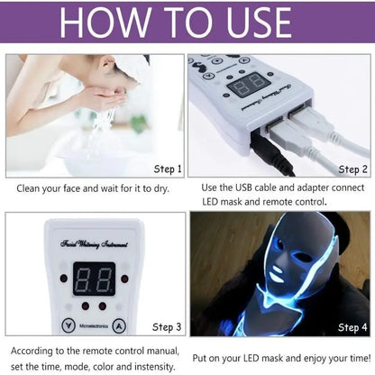 7 Color LED Light Therapy Face Mask – Professional Skin Rejuvenation & Facial Care Device