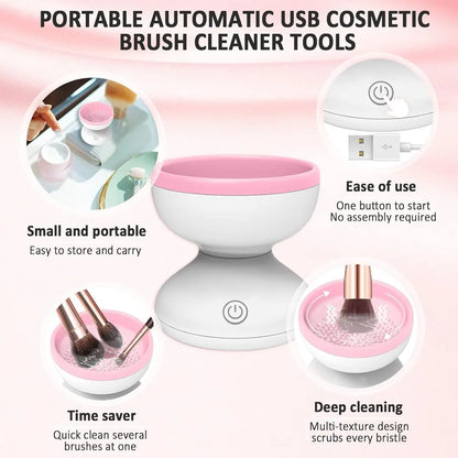 USB Electric Makeup Brush Cleaner & Deep Cleaning Bowl – Portable Automatic Cosmetic Brush Washing Tool