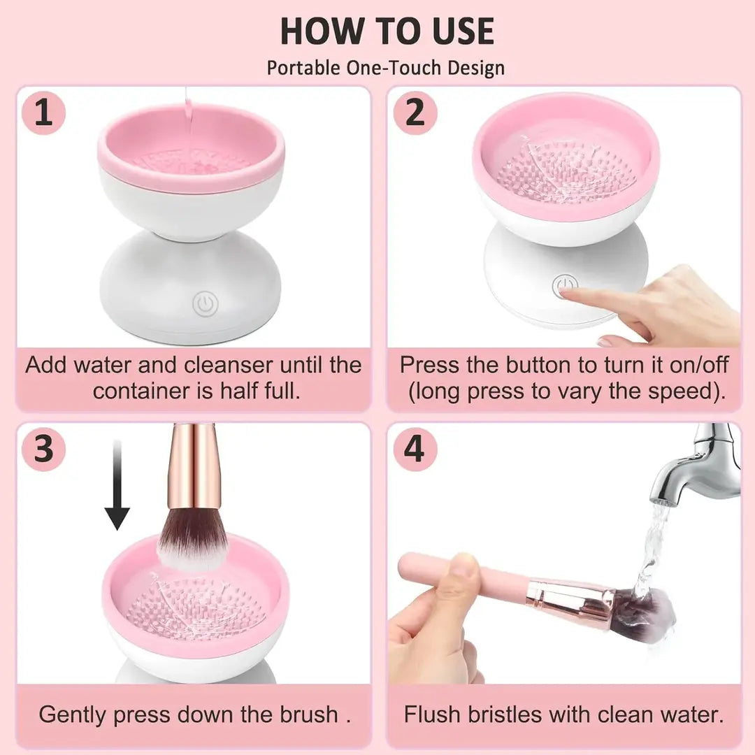 USB Electric Makeup Brush Cleaner & Deep Cleaning Bowl – Portable Automatic Cosmetic Brush Washing Tool