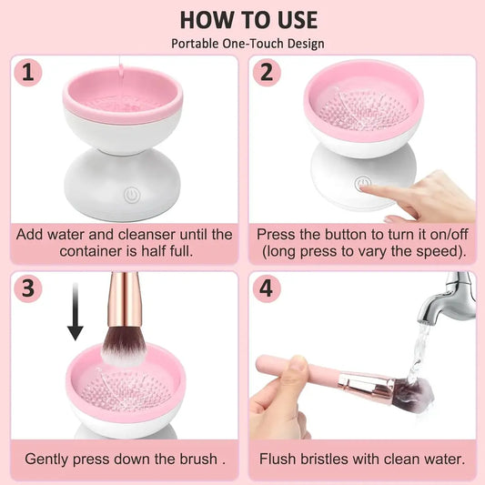 USB Electric Makeup Brush Cleaner & Deep Cleaning Bowl – Portable Automatic Cosmetic Brush Washing Tool