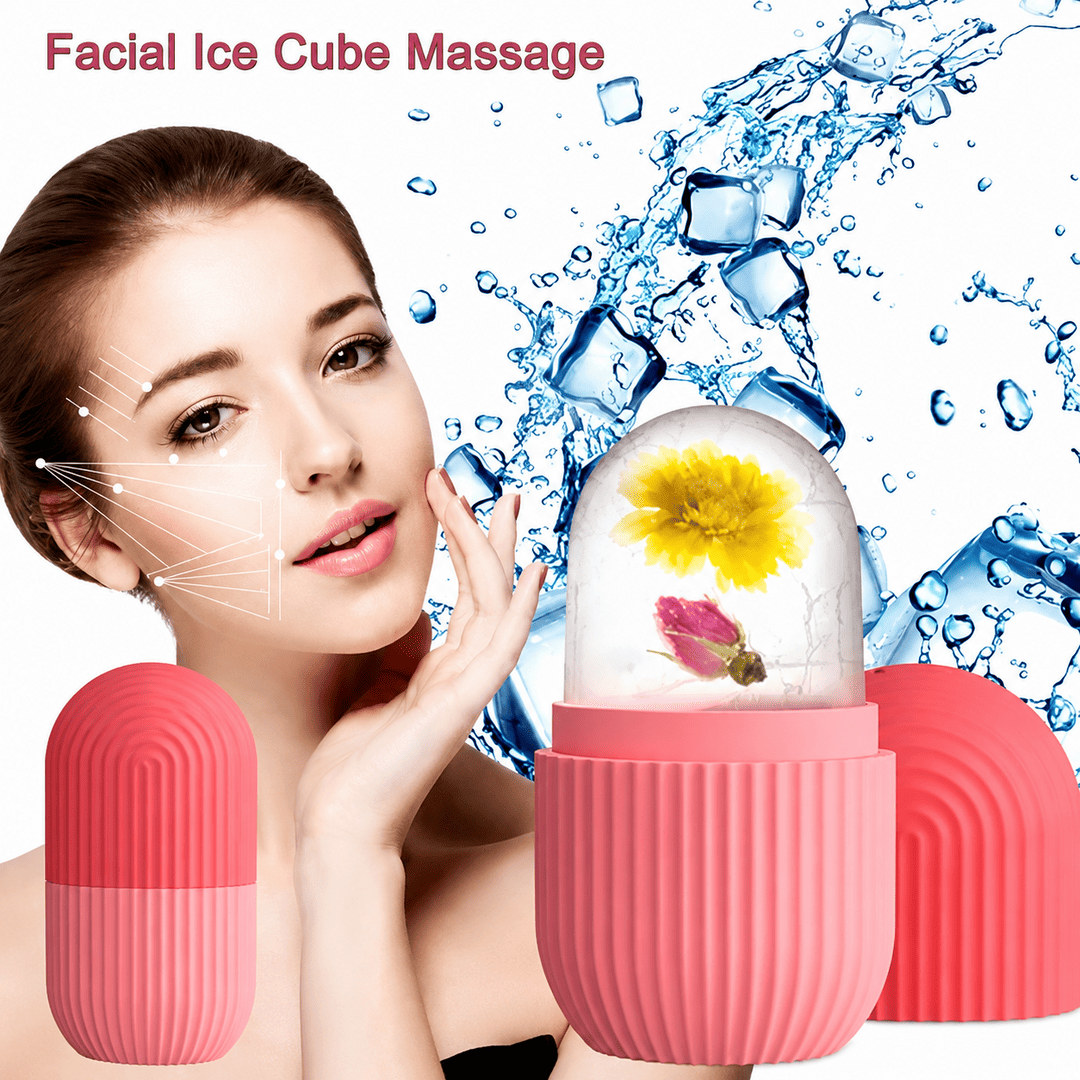 Facial Ice Roller Mold – Reusable Silicone Ice Cube Face Massager for Skin Tightening & Puffiness Relief