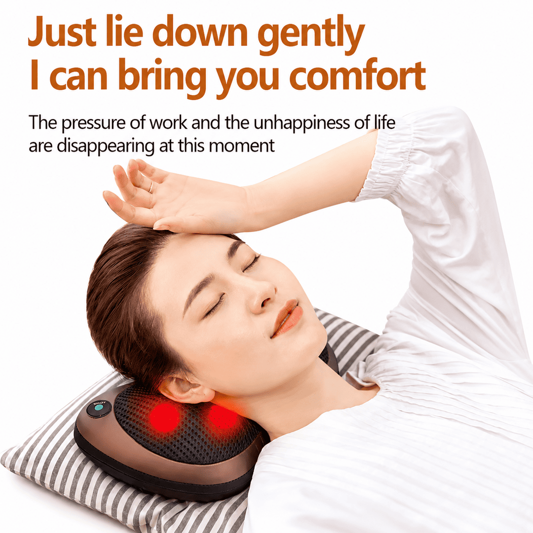 6-Node Infrared Shiatsu Neck & Back Massager Pillow with Heat Therapy