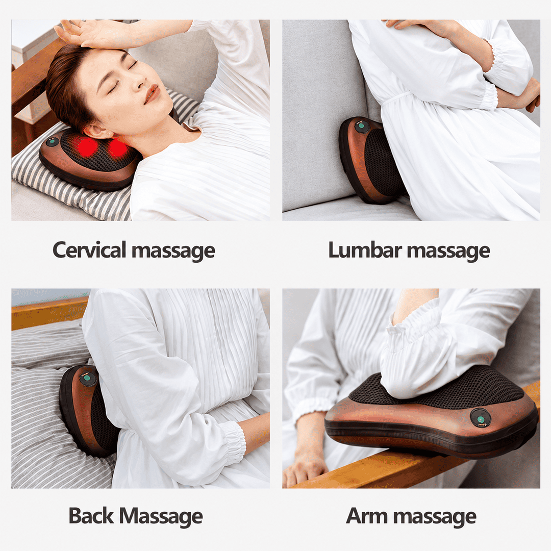6-Node Infrared Shiatsu Neck & Back Massager Pillow with Heat Therapy