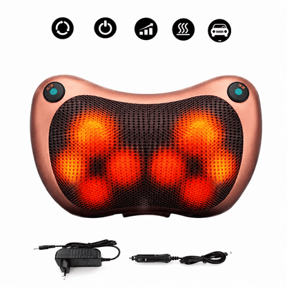 6-Node Infrared Shiatsu Neck & Back Massager Pillow with Heat Therapy