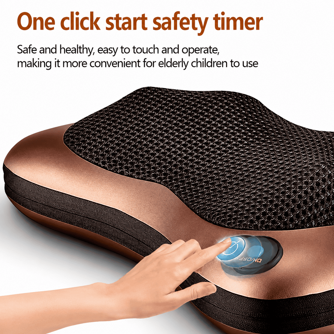 6-Node Infrared Shiatsu Neck & Back Massager Pillow with Heat Therapy