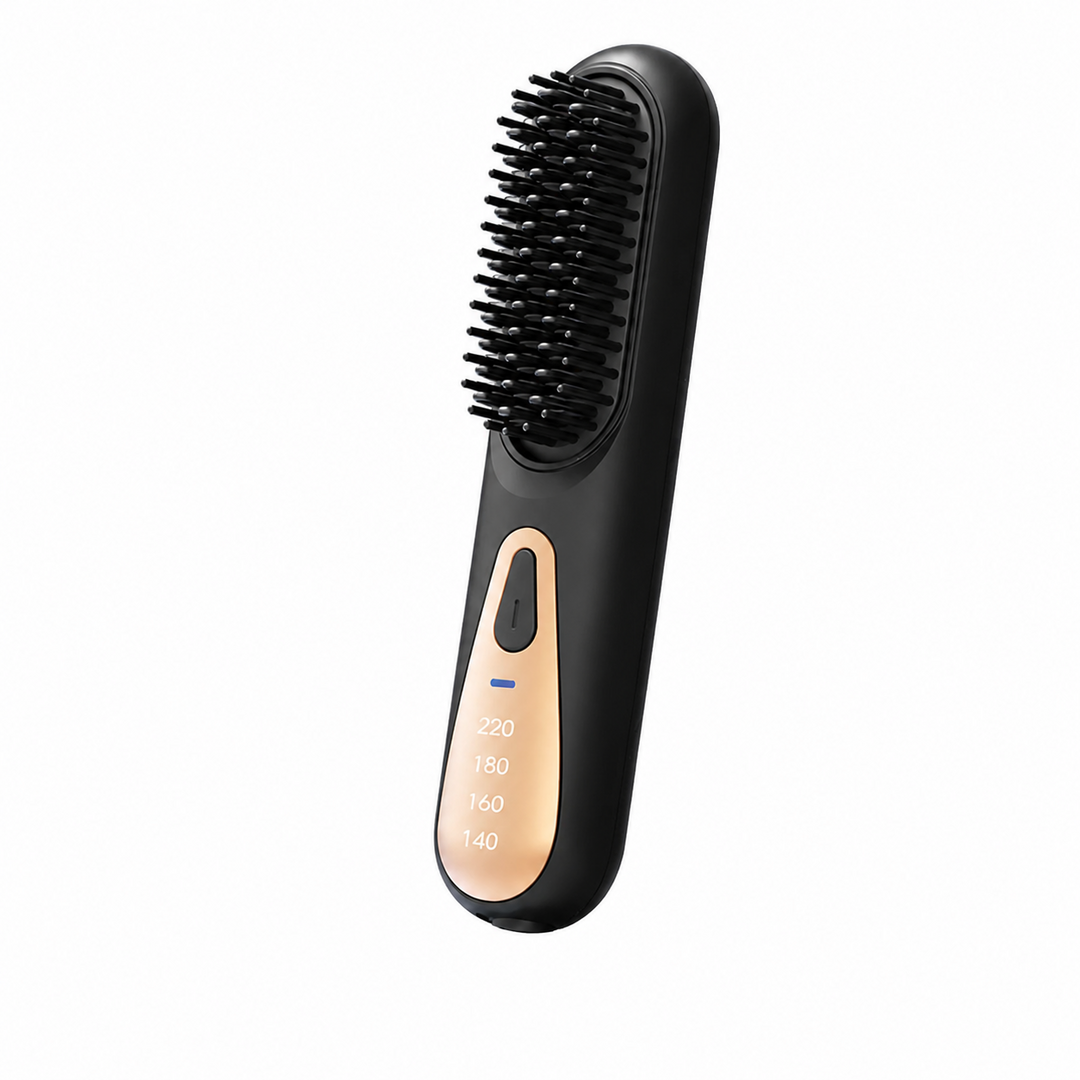 Portable Cordless Hair Straightening Brush – USB Rechargeable Mini Hair Straightener Comb with 4 Temperature Settings