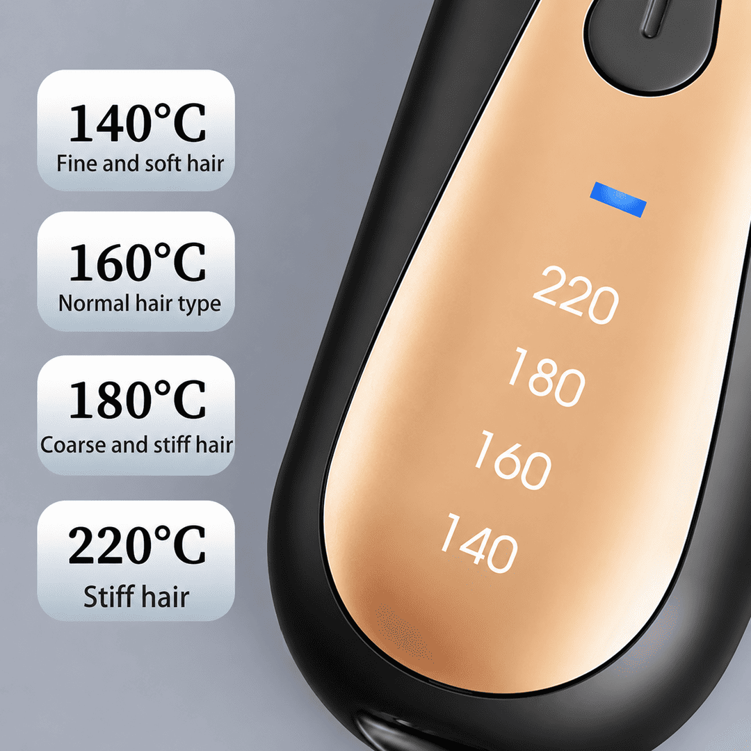 Portable Cordless Hair Straightening Brush – USB Rechargeable Mini Hair Straightener Comb with 4 Temperature Settings