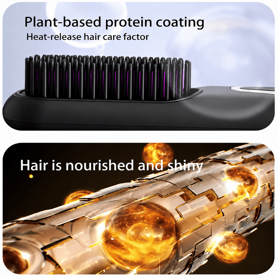 Portable Cordless Hair Straightening Brush – USB Rechargeable Mini Hair Straightener Comb with 4 Temperature Settings
