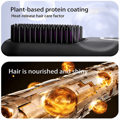 Portable Cordless Hair Straightening Brush – USB Rechargeable Mini Hair Straightener Comb with 4 Temperature Settings