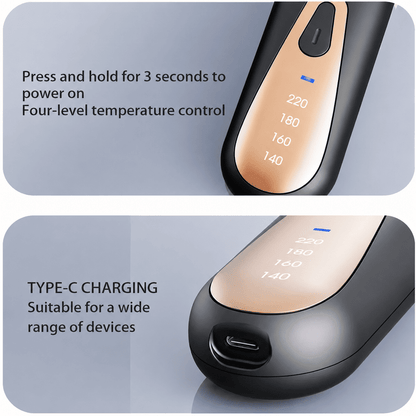 Portable Cordless Hair Straightening Brush – USB Rechargeable Mini Hair Straightener Comb with 4 Temperature Settings