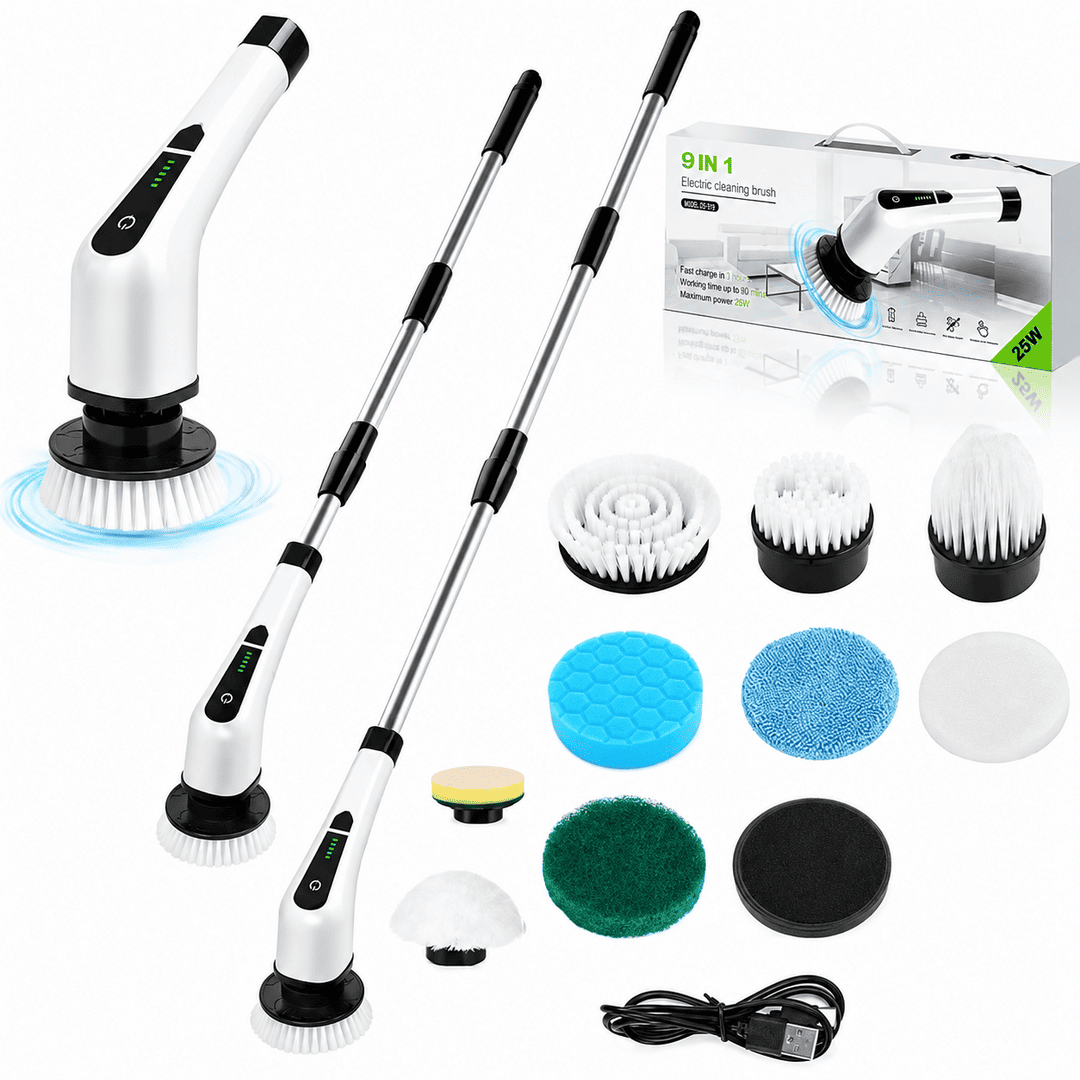 Wireless Electric Cleaning Brush – 9-in-1 Power Scrubber for Bathroom, Kitchen, Floor & Tiles