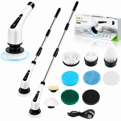 Wireless Electric Cleaning Brush – 9-in-1 Power Scrubber for Bathroom, Kitchen, Floor & Tiles