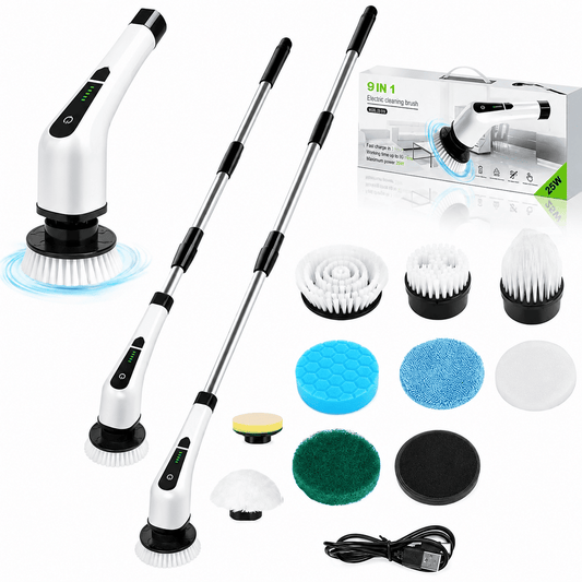 Wireless Electric Cleaning Brush – 9-in-1 Power Scrubber for Bathroom, Kitchen, Floor & Tiles
