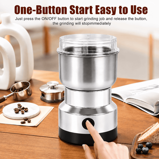 Portable Electric Coffee Grinder – Stainless Steel Coffee Bean & Spice Grinder | One-Touch Operation