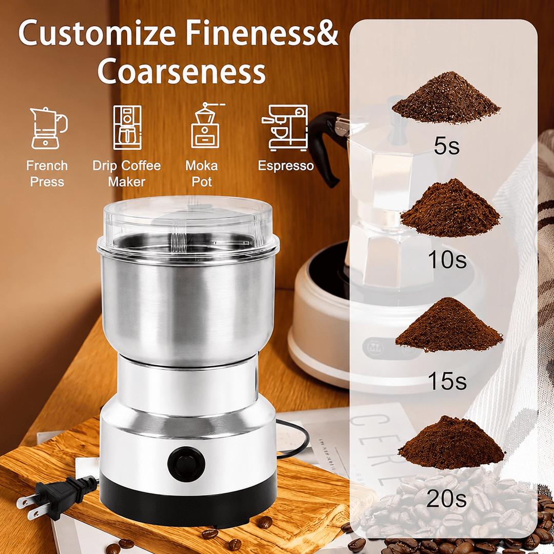 Portable Electric Coffee Grinder – Stainless Steel Coffee Bean & Spice Grinder | One-Touch Operation