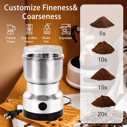 Portable Electric Coffee Grinder – Stainless Steel Coffee Bean & Spice Grinder | One-Touch Operation