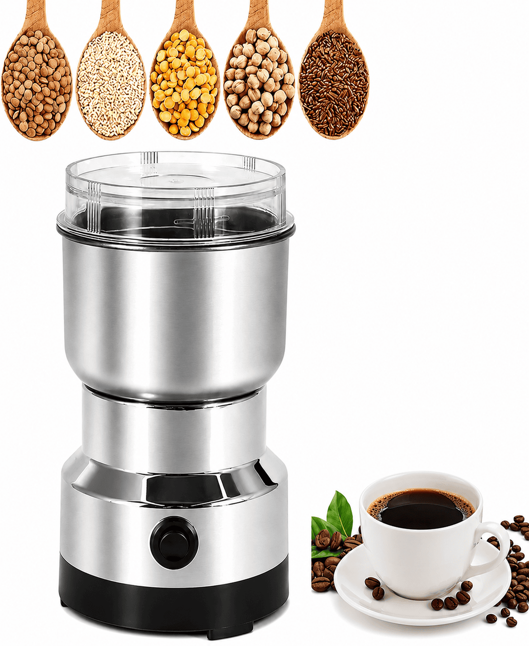 Portable Electric Coffee Grinder – Stainless Steel Coffee Bean & Spice Grinder | One-Touch Operation