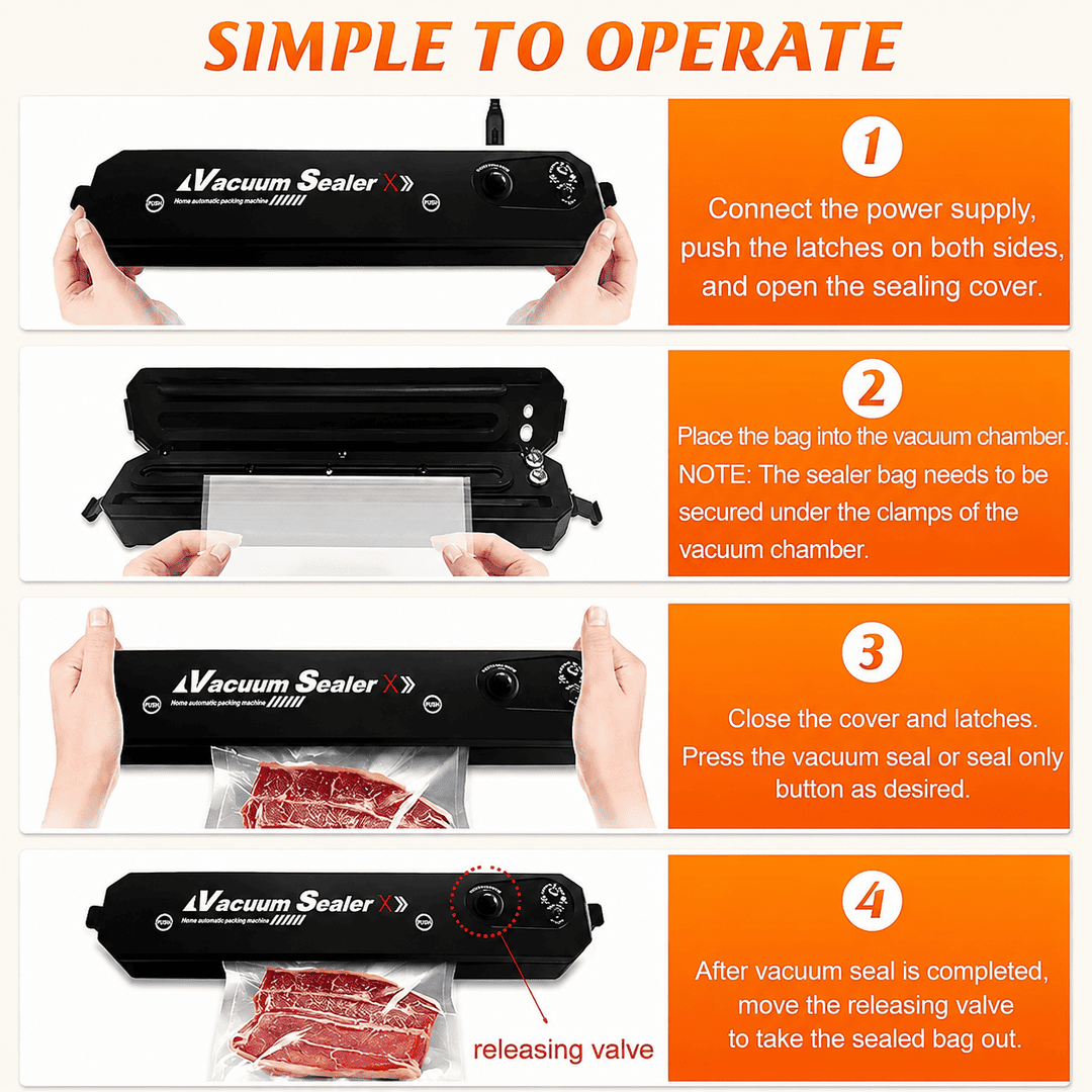 Premium Automatic Vacuum Sealer Machine – Food Saver Vacuum Packing & Sealing System for Meat, Fish, Fruits & Vegetables