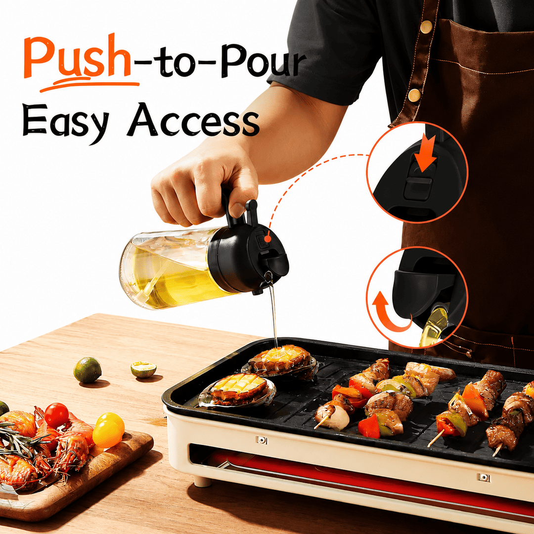 2-in-1 Premium Glass Oil Sprayer & Dispenser Bottle – Fine Mist Spray & Controlled Pour for Cooking, Air Fryer & Salads
