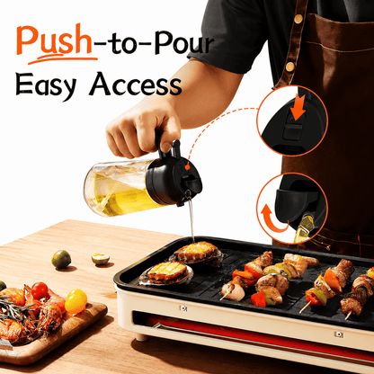 2-in-1 Premium Glass Oil Sprayer & Dispenser Bottle – Fine Mist Spray & Controlled Pour for Cooking, Air Fryer & Salads