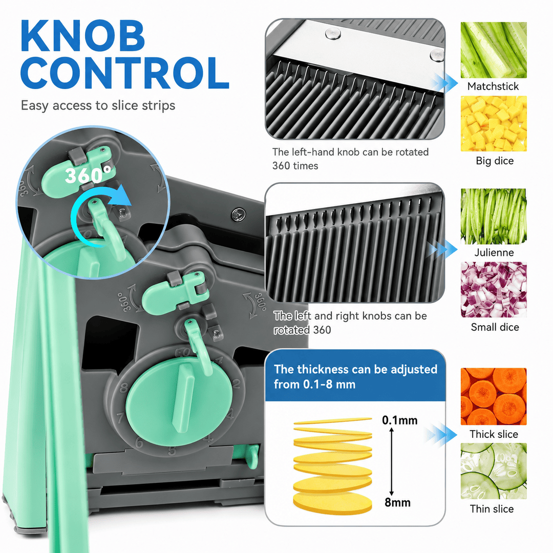 Multi-Function Vegetable Cutter & Slicer with Adjustable Thickness