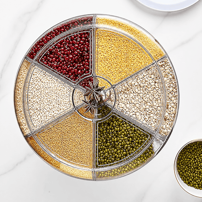 Multi-Section Rotating Dry Food Storage Container | Rice, Beans & Grain Dispenser