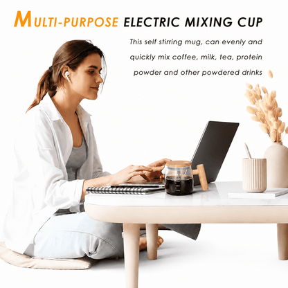 Electric Mixing Cup with Wooden Handle & Magnetic Stirrer
