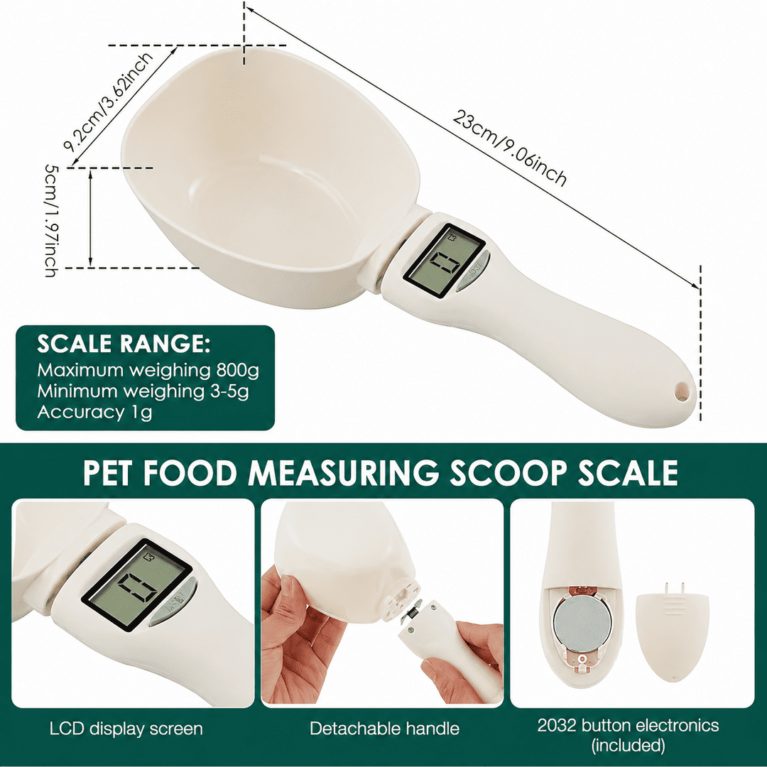 Digital Pet Food Measuring Scoop Scale – LCD Display