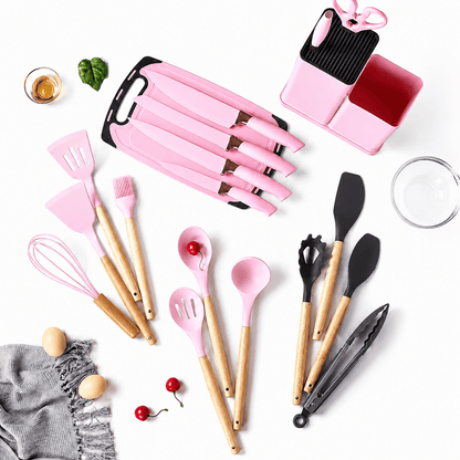 Premium Silicone Cooking Tools with Storage Holder