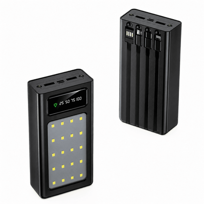 30000mAh Portable Battery Pack | USB-C, Lightning & Micro USB | Digital Display