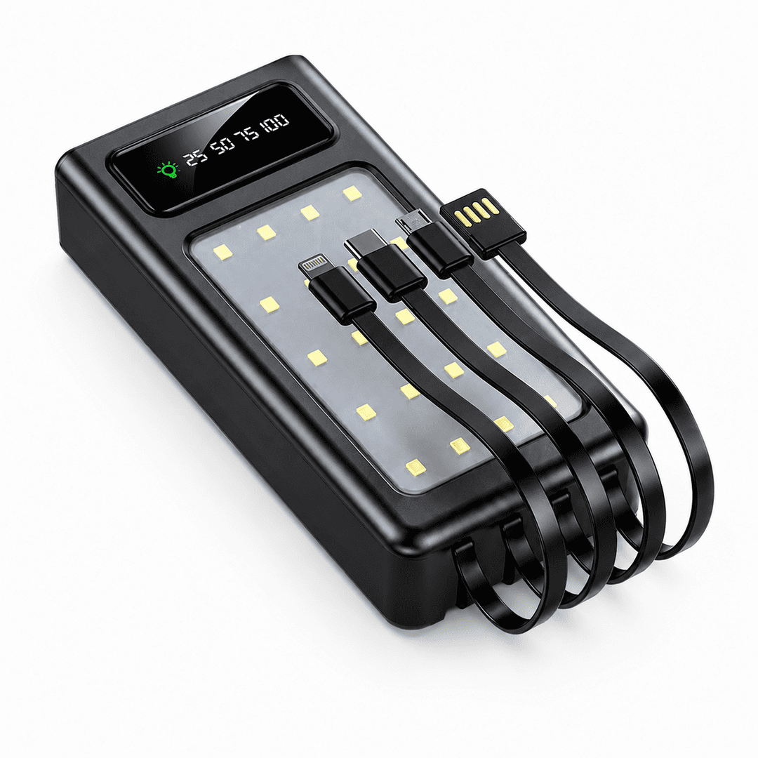 30000mAh Portable Battery Pack | USB-C, Lightning & Micro USB | Digital Display