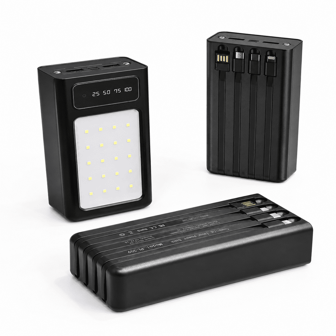 30000mAh Portable Battery Pack | USB-C, Lightning & Micro USB | Digital Display