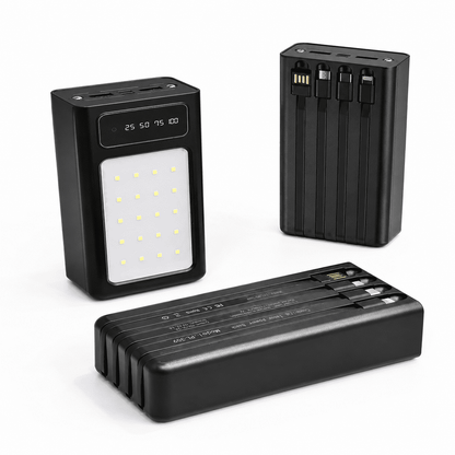 30000mAh Portable Battery Pack | USB-C, Lightning & Micro USB | Digital Display