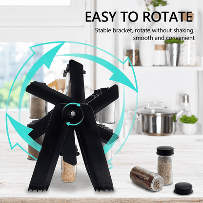 18-Jar Rotating Spice Rack Organizer with Glass Jars & Ferris Wheel Design