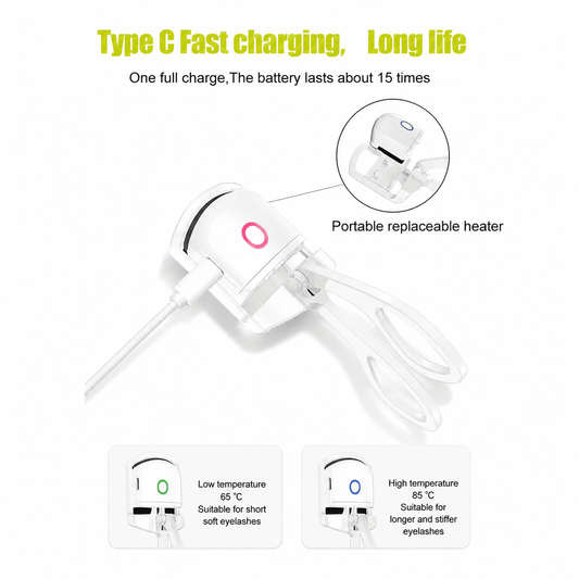 USB Rechargeable Heated Eyelash Curler – Professional Long-Lasting Lash Lifting Tool