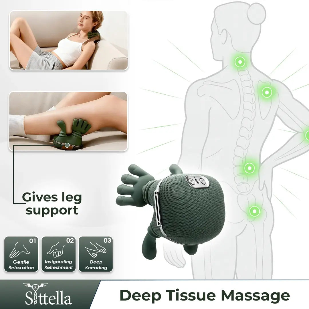 4D Deep Tissue Neck & Shoulder Massager – Rechargeable Shiatsu Massage Pillow with Heat