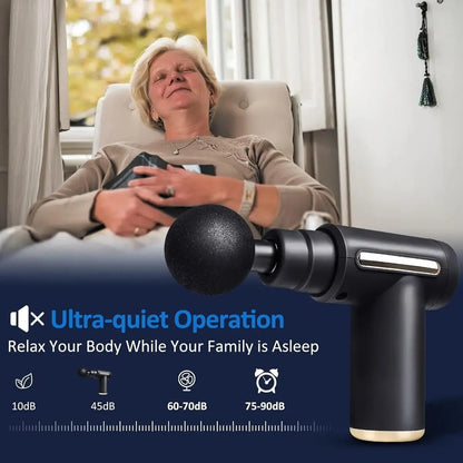 Mini Massage Gun – Portable Deep Tissue Muscle Massager with 4 Massage Heads